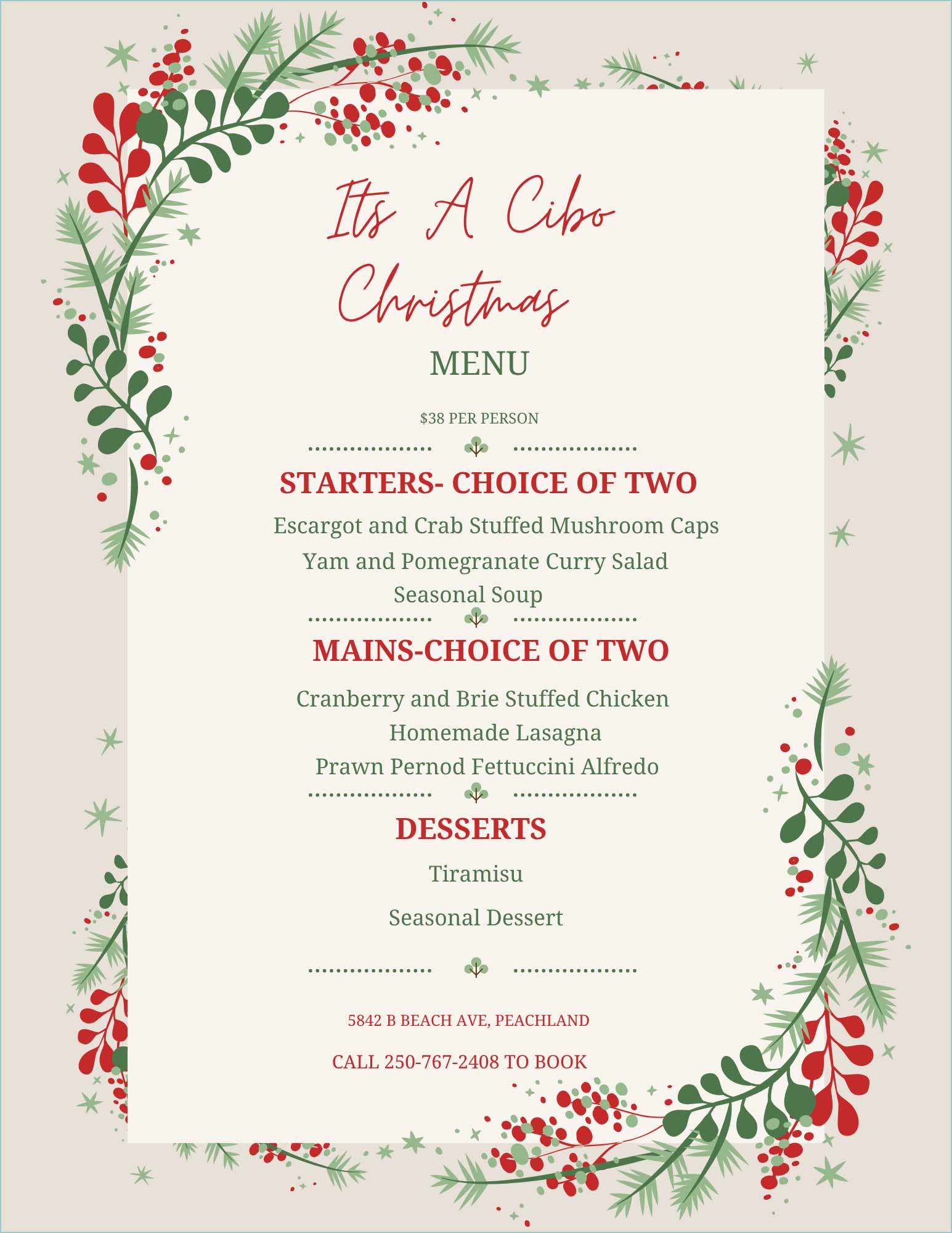 image of christmas menu part 1